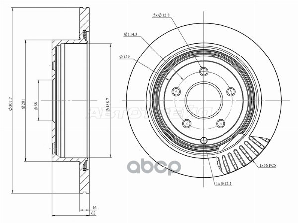 Диск тормозной (Сзади) Infiniti FX35 02-12 / Nissan Murano 02-16 HOSU арт. HSDB0167