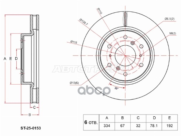 Диск тормозной (Спереди) Haval H9 15-24 Sat арт. ST-25-0153