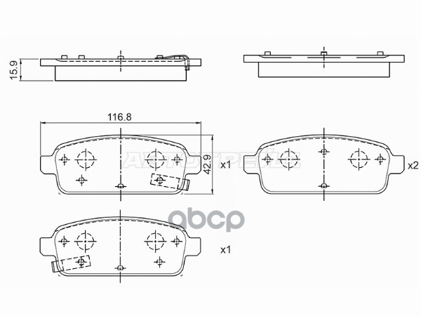 Колодки тормозные (Сзади) Chevrolet Aveo 16- / Cruze 09-15 BAIKOR арт. BKBR0152