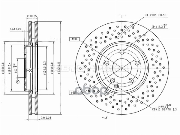 Диск тормозной (Спереди) Mercedes-Benz E-Class 02-09 / A-Class 12- Sat арт. ST-25-0119