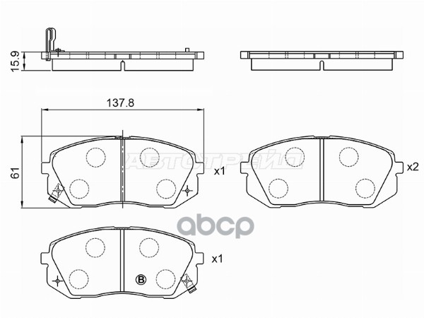 Колодки тормозные (Спереди) Hyundai Elantra 15-20 / ix35 09-15 BAIKOR арт. BKBR0103
