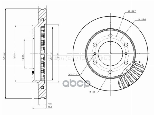 Диск тормозной (Спереди) Mitsubishi Pajero 99-20 / Montero 06- HOSU арт. HSDB0153