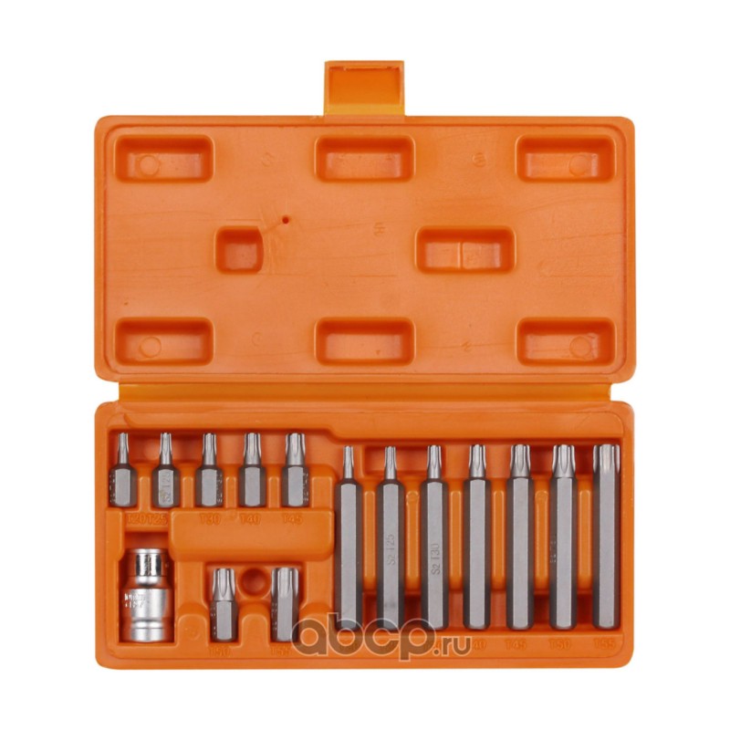 AIRLINE ATB21 Набор бит вставок TORX 3/8" 30мм и 75мм с держателем бит 1/2" DR 15 предметов в кейсе
