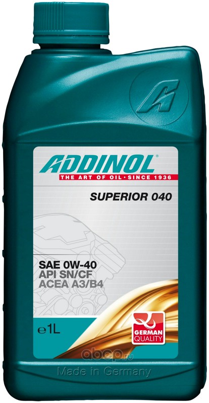 ADDINOL 4014766072689 Масло моторное синтетика 0W-40 1 л.