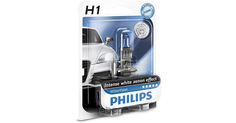 Philips 12258WHVB1 Лампа 12V H1 55W WhiteVision gen2 1 шт. блистер