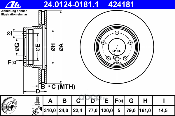 Ate 24012401811 Диск тормозной передний BMW E60 2.0/2.5L+2.0D/2.5D all 04-> /Vent D=310mm