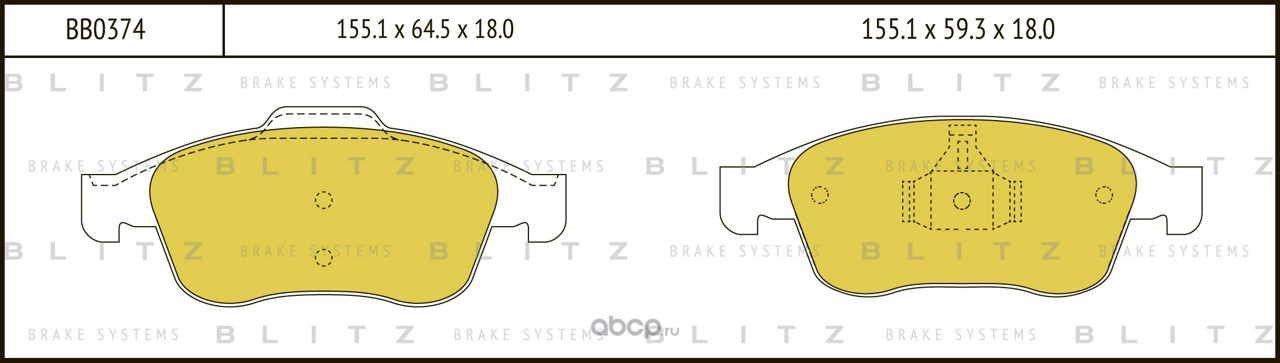 Blitz BB0374 Колодки тормозные дисковые передние