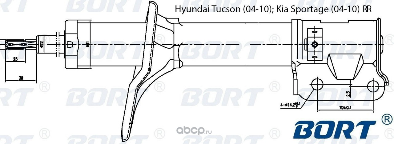 BORT G22254012R Стойка амортизационная газомасляная задняя правая для Hyundai Tucson (04-10); Kia Sportage (04-10) RR
