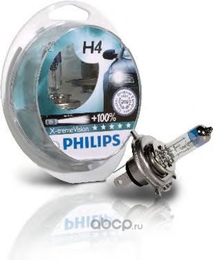 Philips 12342XVS2 Лампа H4 12342 XV+ 12V 60/55W P43T-38       S2