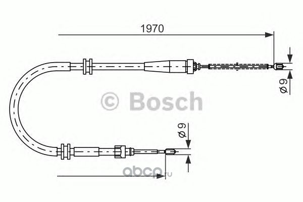 Bosch 1987482253 Трос ручного тормоза RENAULT Kangoo II /L=1970mm 1987482253