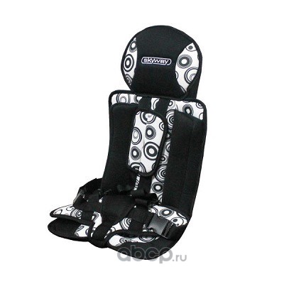 Skyway S02802005 Автокресло детское 1/2/3гр SKYWAY бескаркасное S-02802005 вельвет(9-36кг/9месяц.-5лет)бел.черн.круг.
