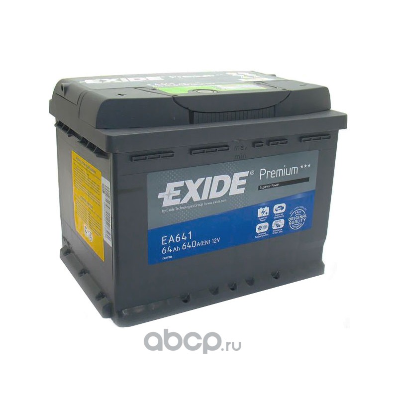 EXIDE EA641 Батарея аккумуляторная 64А/ч 640А 12В прямая полярн. стандартные клеммы