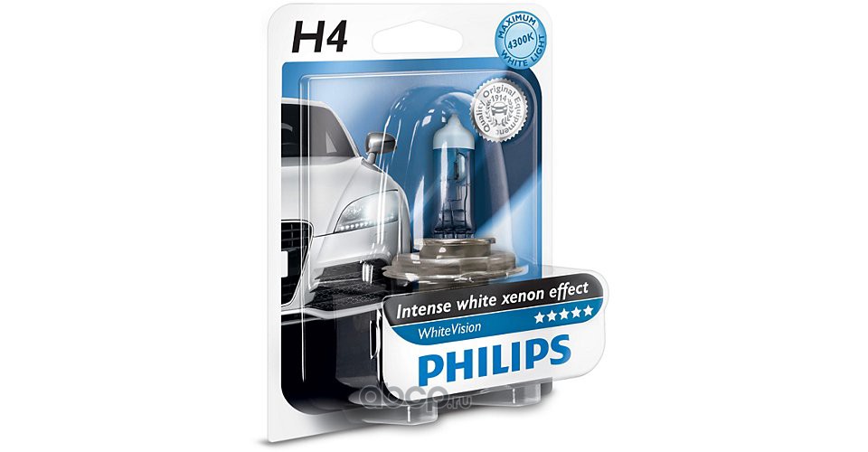 Philips 12342WHVB1 Лампа H4 12342 WHV 12V 60/55W P43T-38       B1