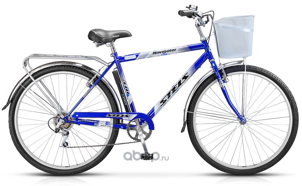Stels LU070389 Велосипед 28 дорожный STELS Navigator 350 Gent, 2016 7 скоростей рама сталь 20 с корзиной синий