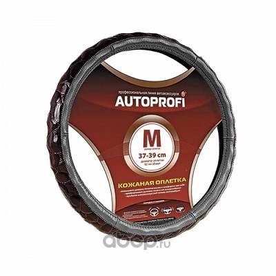 Кожаная оплётка руля AUTOPROFI AP-156 BK (L) AP156BKL