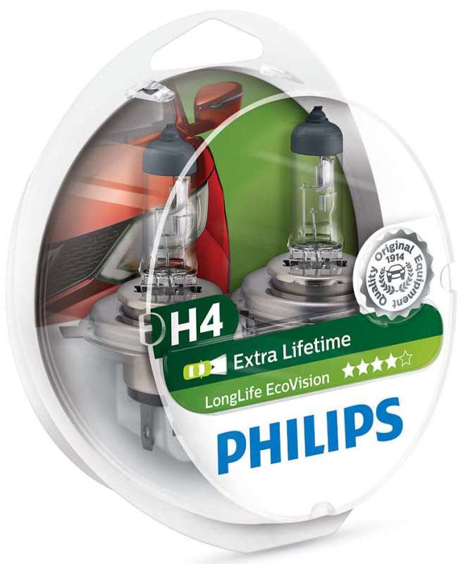Philips 12342LLECOS2 Лампа 12V H4 60/55W Longerlife Eco Vision 2 шт. DUOBOX