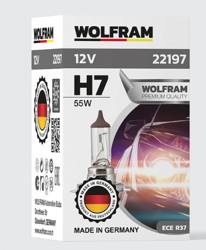 WOLFRAM 22197 Лампа галогенная WOLFRAM HALOGEN BULB H7 PX26d 12V 55W 1 шт.