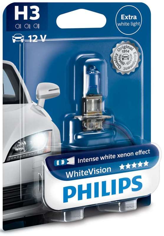 Philips 12336WHVB1 Лампа 12V H3 55W White Vision 1 шт. блистер