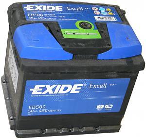 EXIDE EB500 Батарея аккумуляторная 50А/ч 450А 12В обратная полярн.  стандартные клеммы