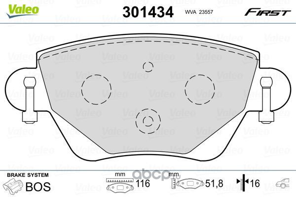 Valeo 301434 Комплект тормозных колодок, дисковый тормоз