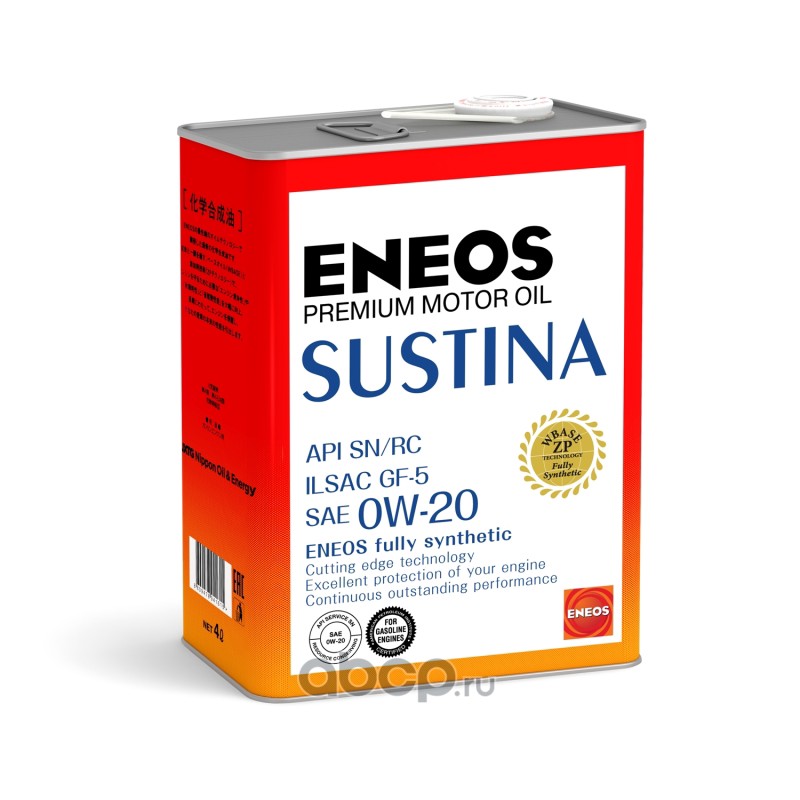ENEOS 4943589134628 Масло моторное ENEOS SUSTINA 0W-20 синтетика 4 л.