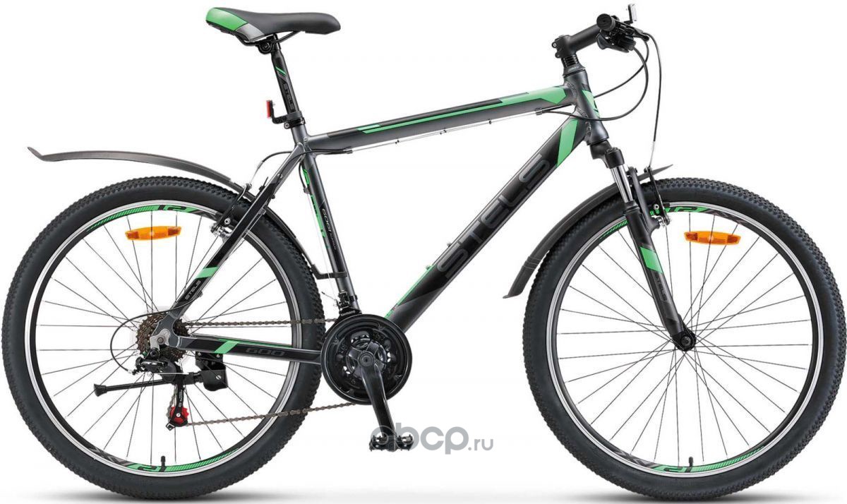 Велосипед 26 горный STELS Navigator 600 V (2019) количество скоростей 21 рама 20 Антрацитовыйзелёный LU070115