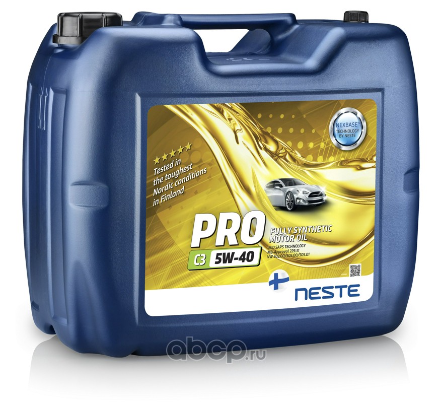 NESTE 117320 Масло моторное NESTE Pro C3 5W-40 синтетика 5W-40 20 л.