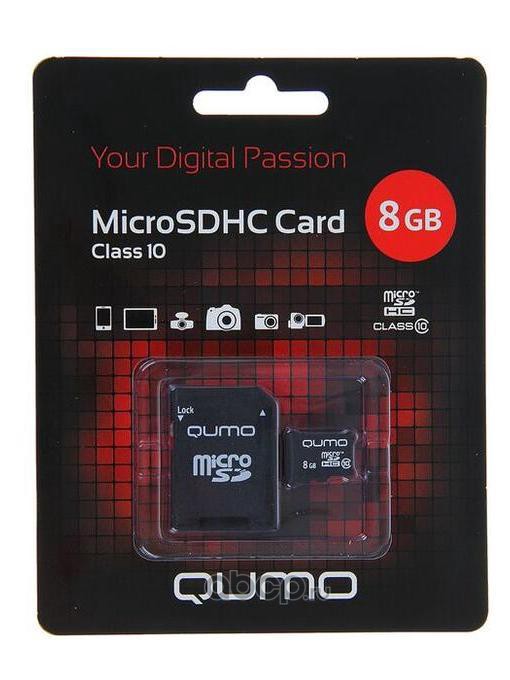 QUMO 17608 Карта памяти , Secure Digital Micro 8Gb, SDHC, class 10