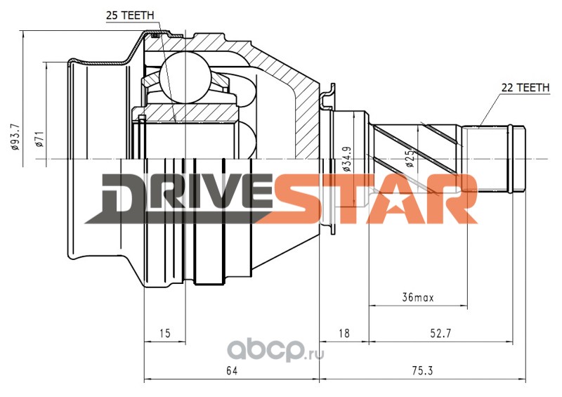 Внутренний 25. ASVA opiuah18mt шрус внутренний 25x35x22. DRIVESTAR iceop1002f шрус внутренний 25x35x22. ASVA шрус внутренний 22x35x25. Opiu-ah18mt.