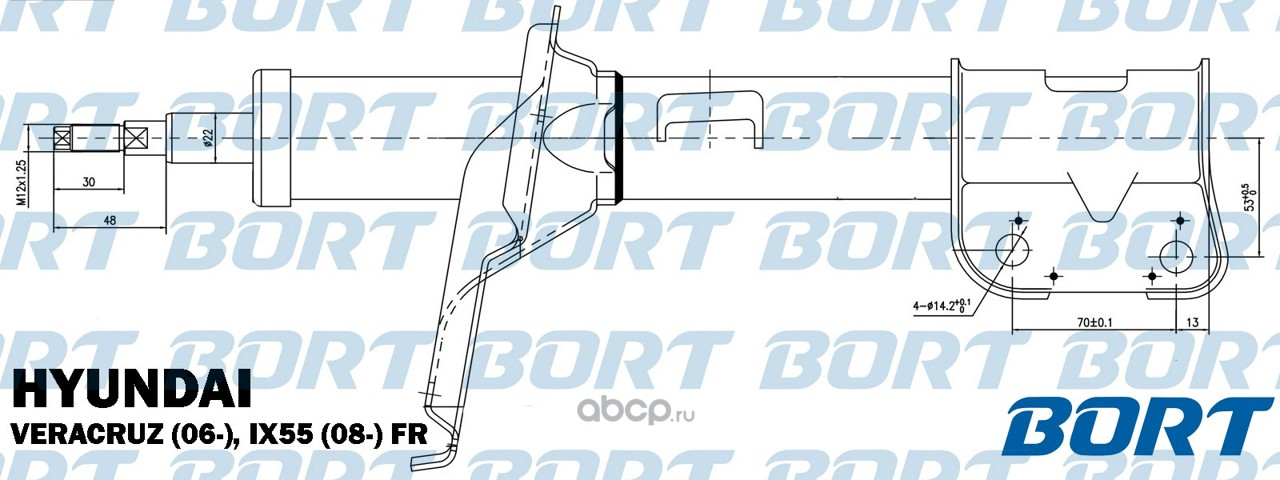 BORT G22254032R Стойка амортизационная газомасляная, передняя правая для Hyundai VERACRUZ (06-), IX55 (08-) FR