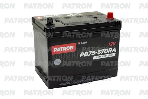 Батарея аккумуляторная 75Ач 570А 12В обратная поляр. выносные (Азия) клеммы PB75570RA