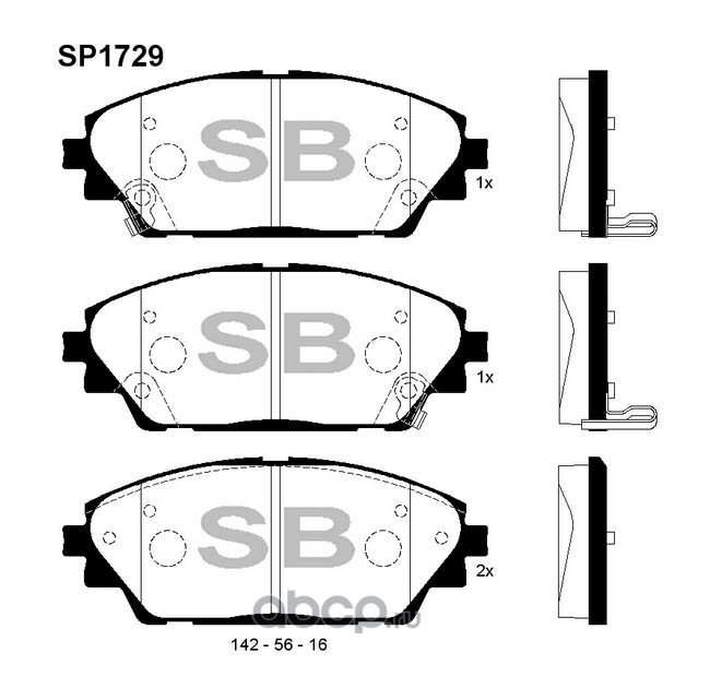 Sangsin brake SP1729 Колодки тормозные передние SP1729