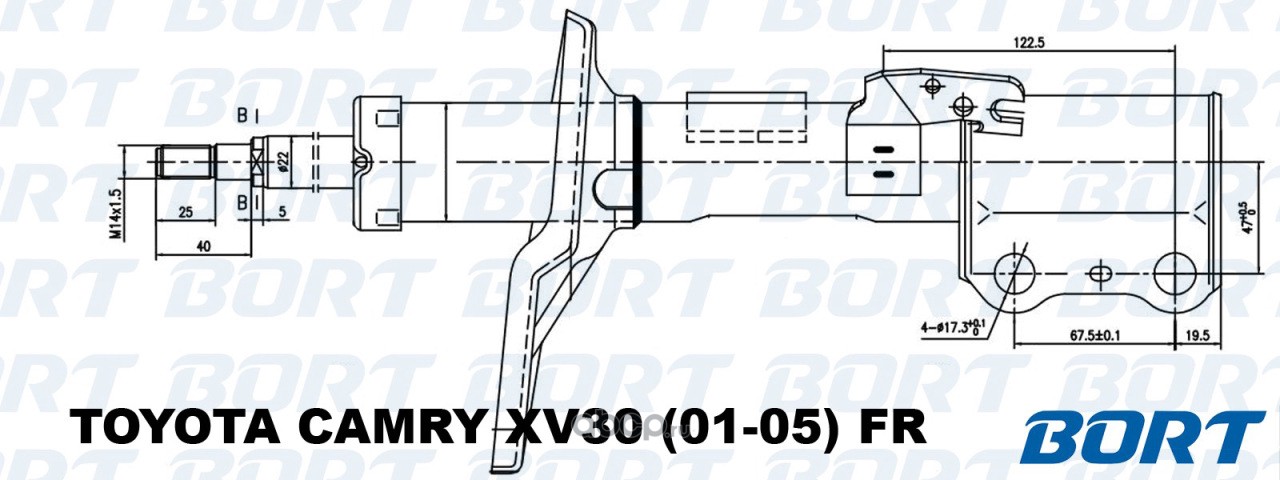 BORT G22250103R Стойка амортизационная газомасляная передняя правая для Toyota Camry V30 (01-05) FR