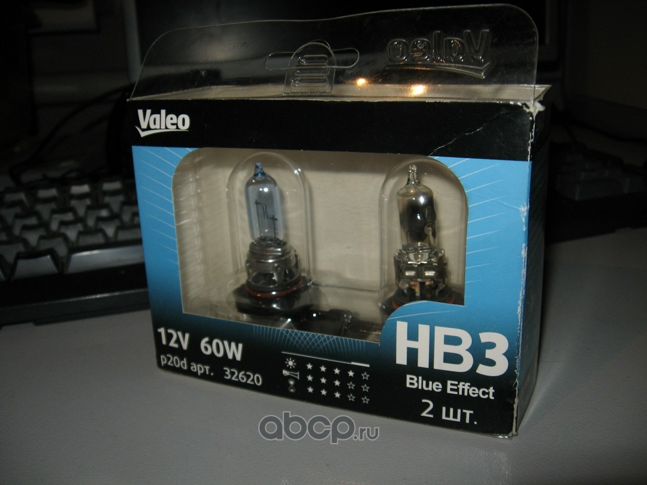 Valeo 032620 Комплект галогенных ламп 2шт HB3 12V 65W P20d Blue Effect (эффект ксенона)