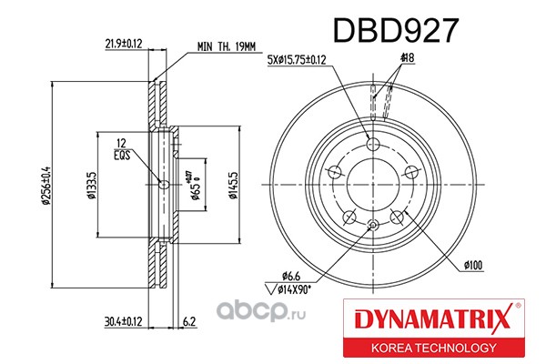 DYNAMATRIX-KOREA DBD927 диск тормозной