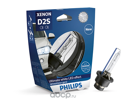 Philips 85122WHV2S1 Лампа D2S 86V 35W P32d-2 (серия WhiteVision gen2) (ксенон) (1шт. в пластиковом боксе)