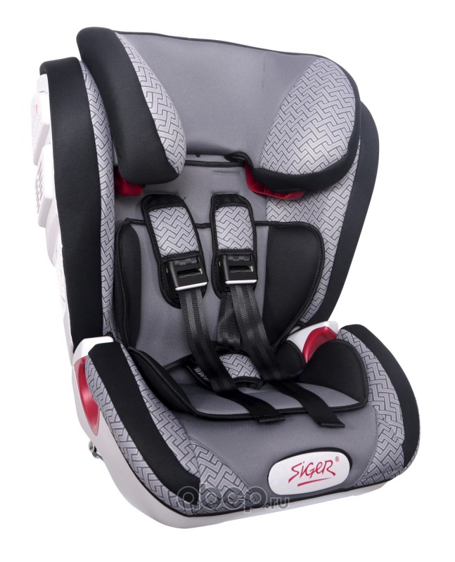 Siger KRES1515 Детское автомобильное кресло SIGER ART &quot;&quot;Индиго ISOFIX&quot;&quot; серый лабиринт, 1-12 лет, 9-36 кг, группа 1/2/3 (2 шт.)