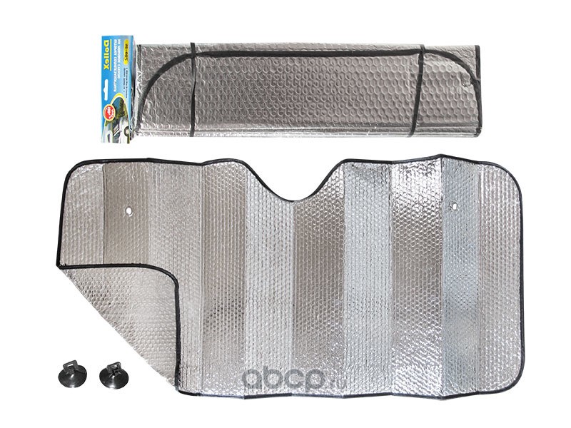 DOLLEX SD002 Шторка солнцезащитная на лобовое стекло 130 х 60 см &#039;SILVER&#039; двухсторонняя фольга