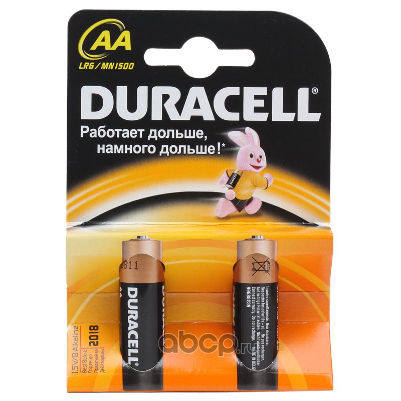 DURACELL LR6MN1500BL2 Батарейка алкалиновая LR6 MN1500 AA 1,5 В упаковка 2 шт.