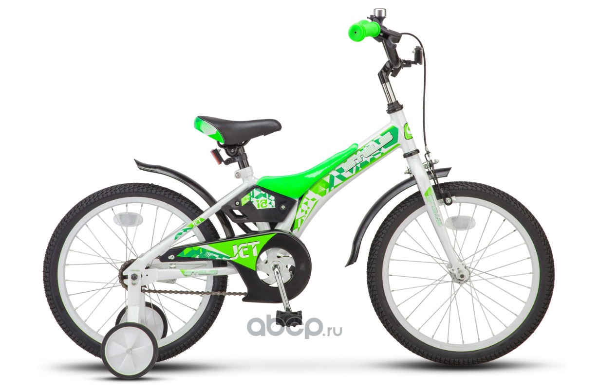 Велосипед 18 детский STELS Jet (2018) количество скоростей 1 рама сталь 10 белыйсалатовый LU077006