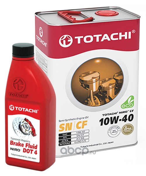 TOTACHI 4589904927607 Масло+Тормозная жидкость TOTACHI NIRO LV Semi-Synthetic 10W-40  4л +  NIRO Brake Fluid DOT-4 0.5л