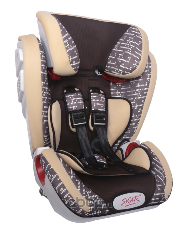 Siger KRES1514 Детское автомобильное кресло SIGER ART &quot;&quot;Индиго ISOFIX&quot;&quot; коричневый ромб, 1-12 лет, 9-36 кг, группа 1/2/3 (2 шт.)