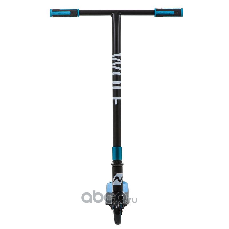 NOVATRACK 100AWOLFBBL9 Самокат 2-х колесный 100 мм Трюковый детский Novatrack Wolf стальной не складной черно-синий 100A.WOLF.BBL9