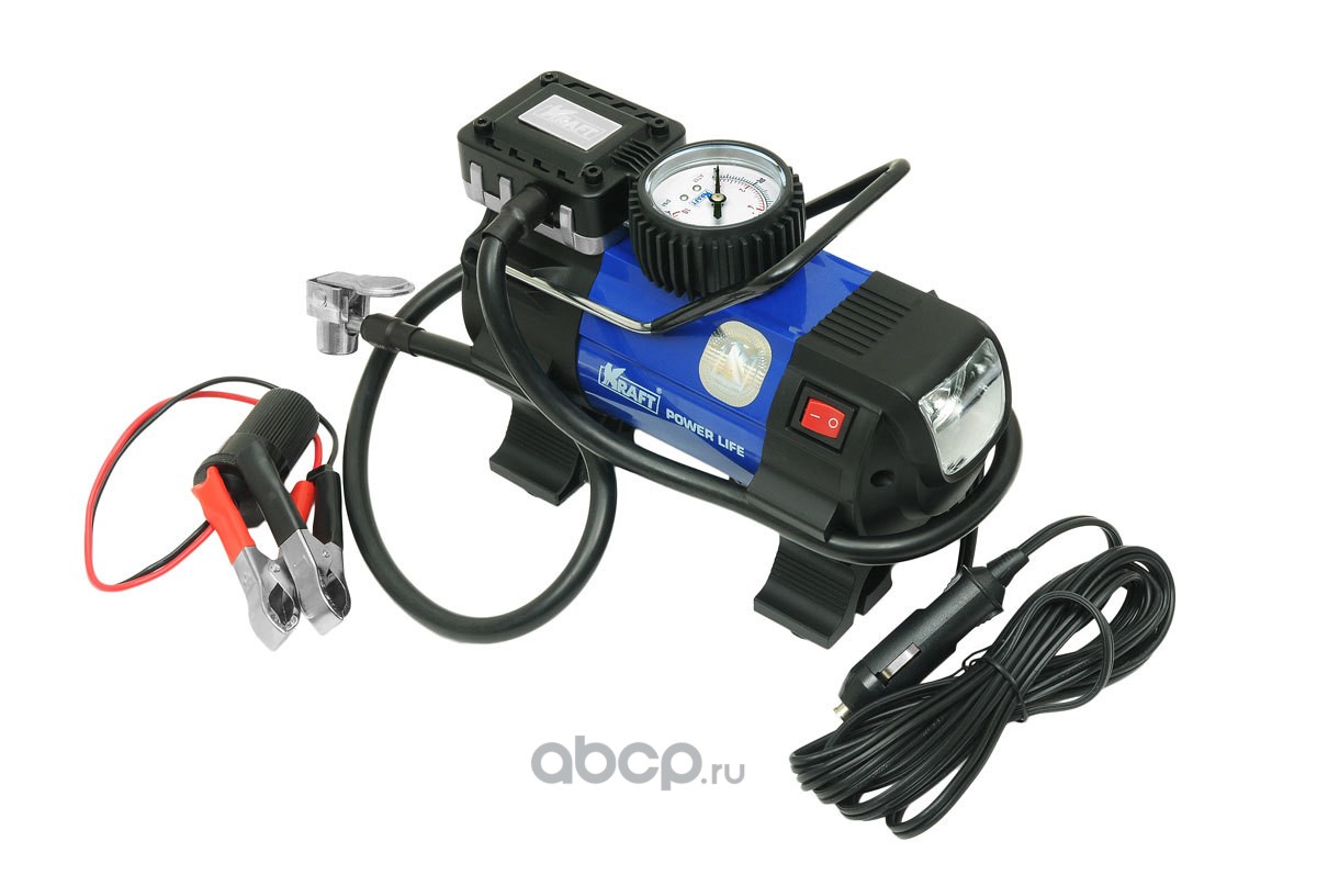 Автомобильный компрессор Power Life PRO с манометром и светодиодным фонарем, 45 лмин, 10 Атм, 12 В, 5 дополнительных насадок, в сумке KT800028