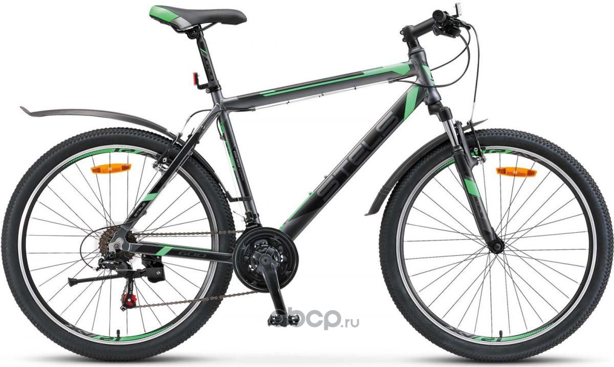 Stels LU070114 Велосипед 26 горный STELS Navigator 600 V (2019) количество скоростей 21 рама 18 Антрацитовый/зелёный