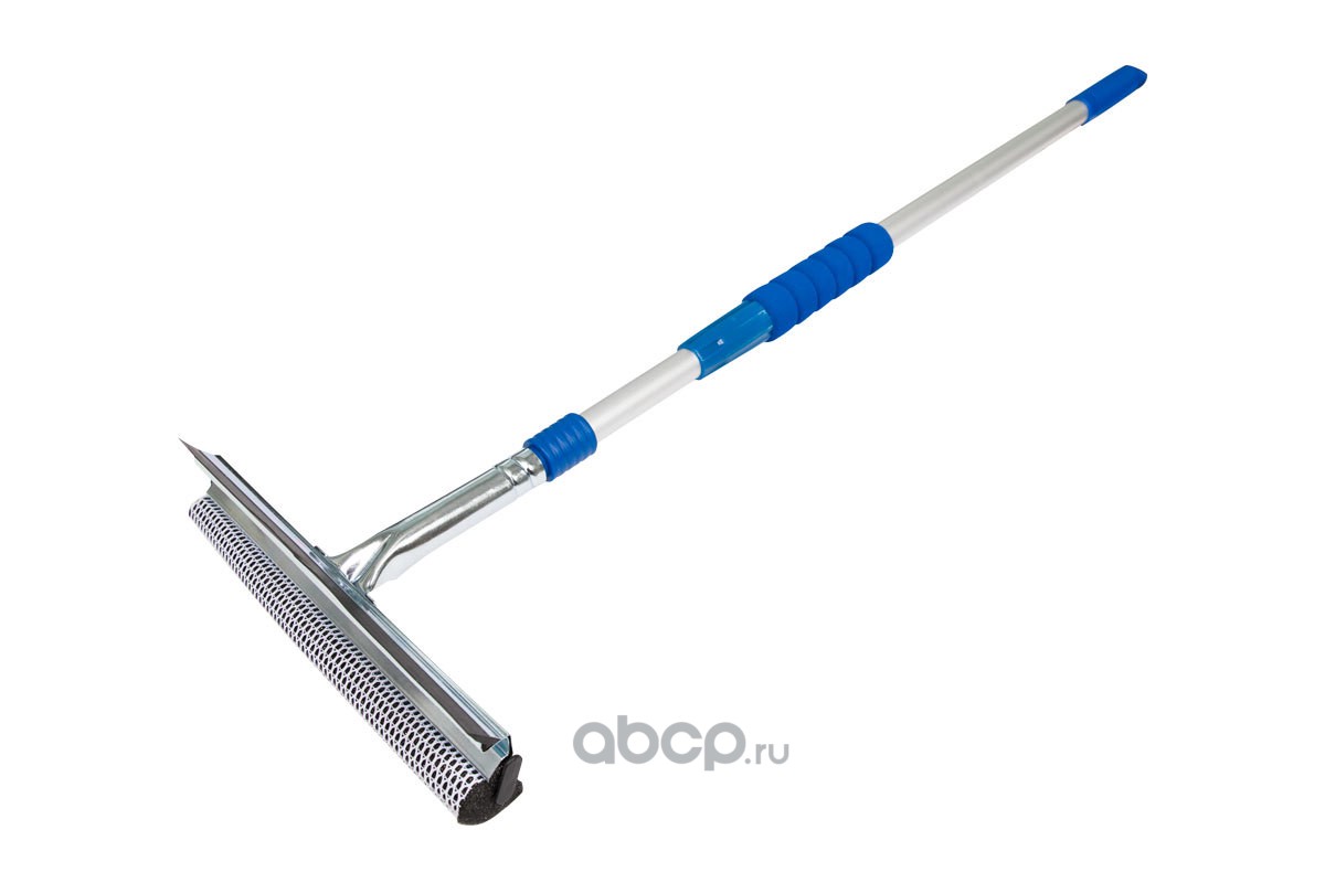 Kraft KT830055 Щетка 24 см для мытья стекол с поролоном и водосгоном, телескопическая ручка, 127 см, пластик/мягкая резина/поролон