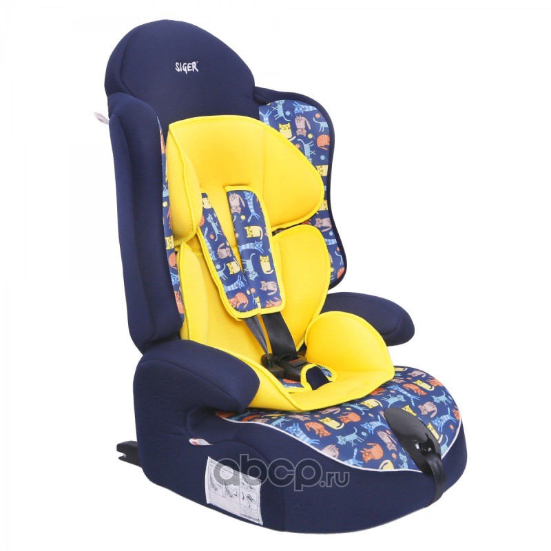 Детское автомобильное кресло SIGER ART Прайм ISOFIX котики, 1-12 лет, 9-36 кг, группа 123