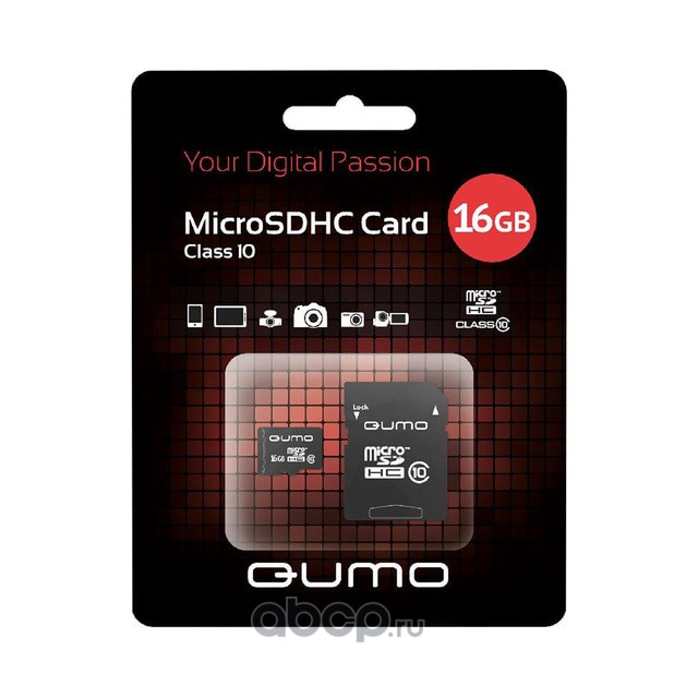QUMO 17560 Карта памяти , Secure Digital Micro 16Gb, SDHC, class 10
