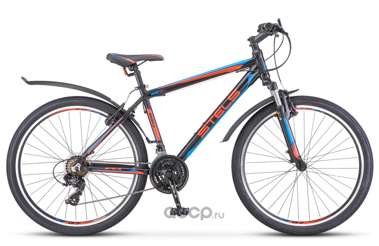 Stels LU074398 Велосипед 26 горный STELS Navigator 620 V (2019) количество скоростей 21 рама 19 черный/красный/синий
