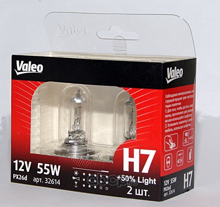 Valeo 032614 Лампа 12V H7 55W +50% Light 2 шт. DUOBOX
